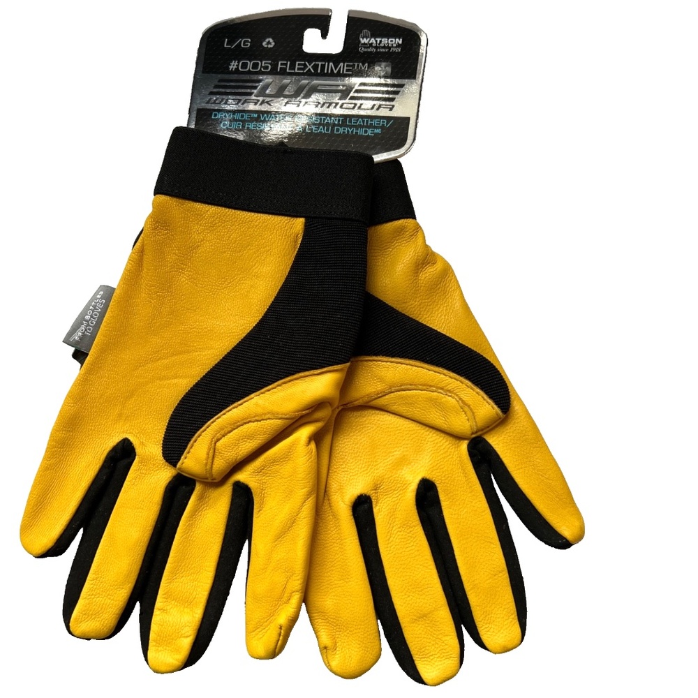 Watson Gloves Work Armour Flextime #005 Size L DryHide Water Resistant New w Tag